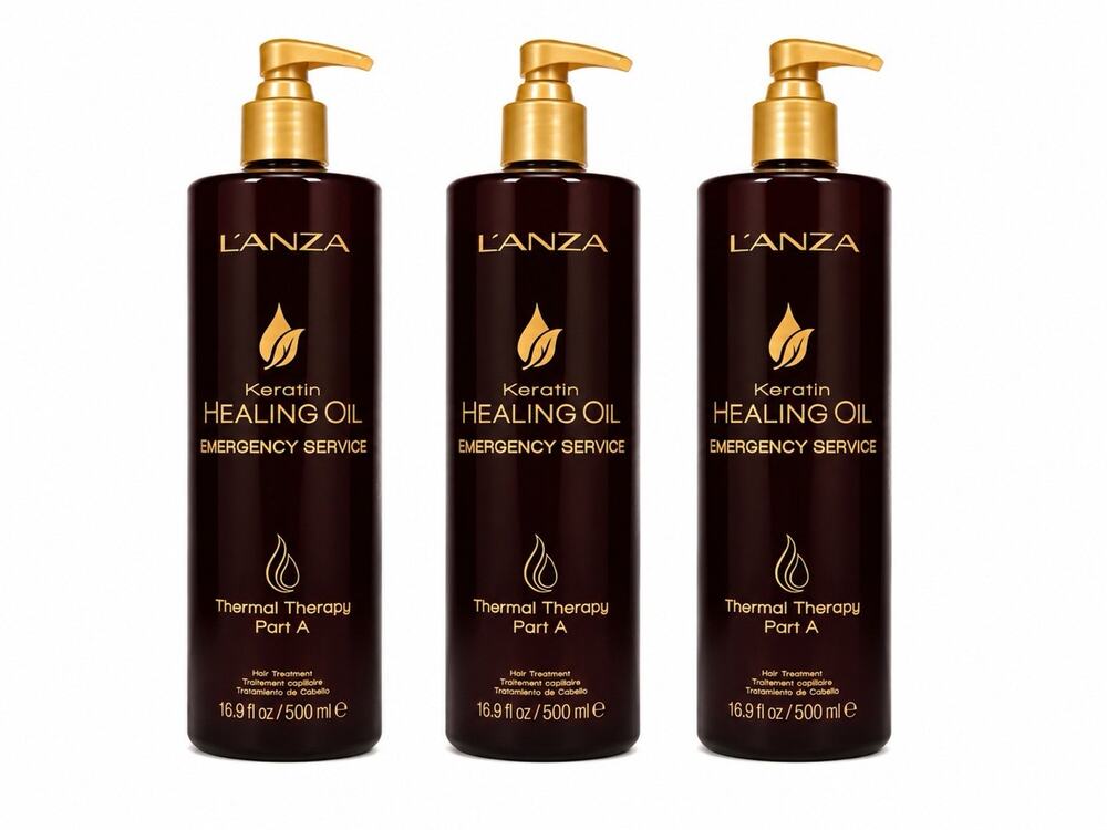 L’ANZA Keratin Healing Oil Emergency Service Part A 16.9 fl oz 500ml x3